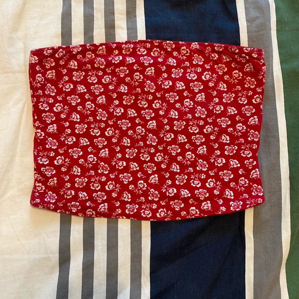 Hollister Red and White Mini Crop Top Casual